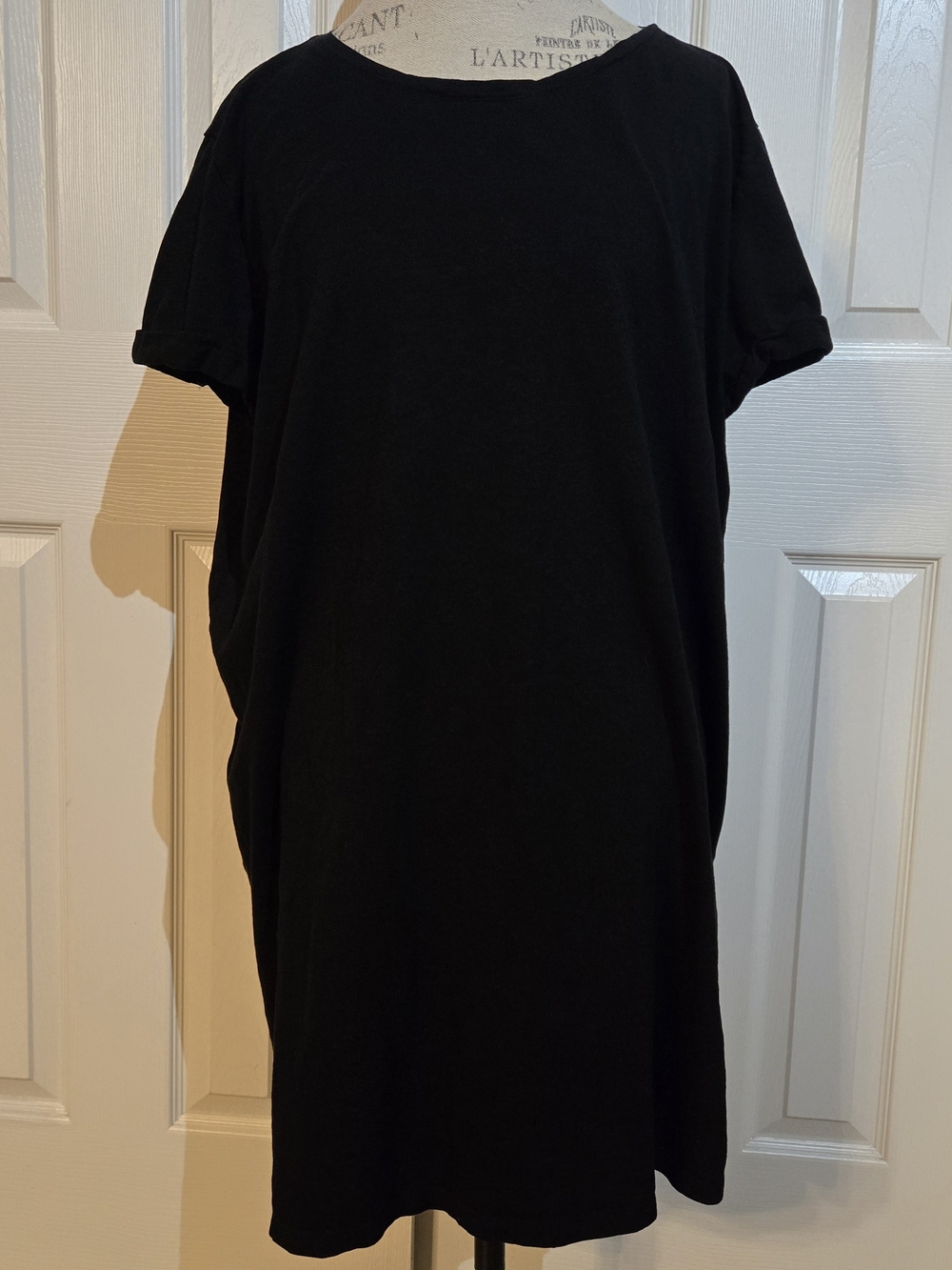 H&M Black Midi Shift Pajamas with Rolled Short Sleeves